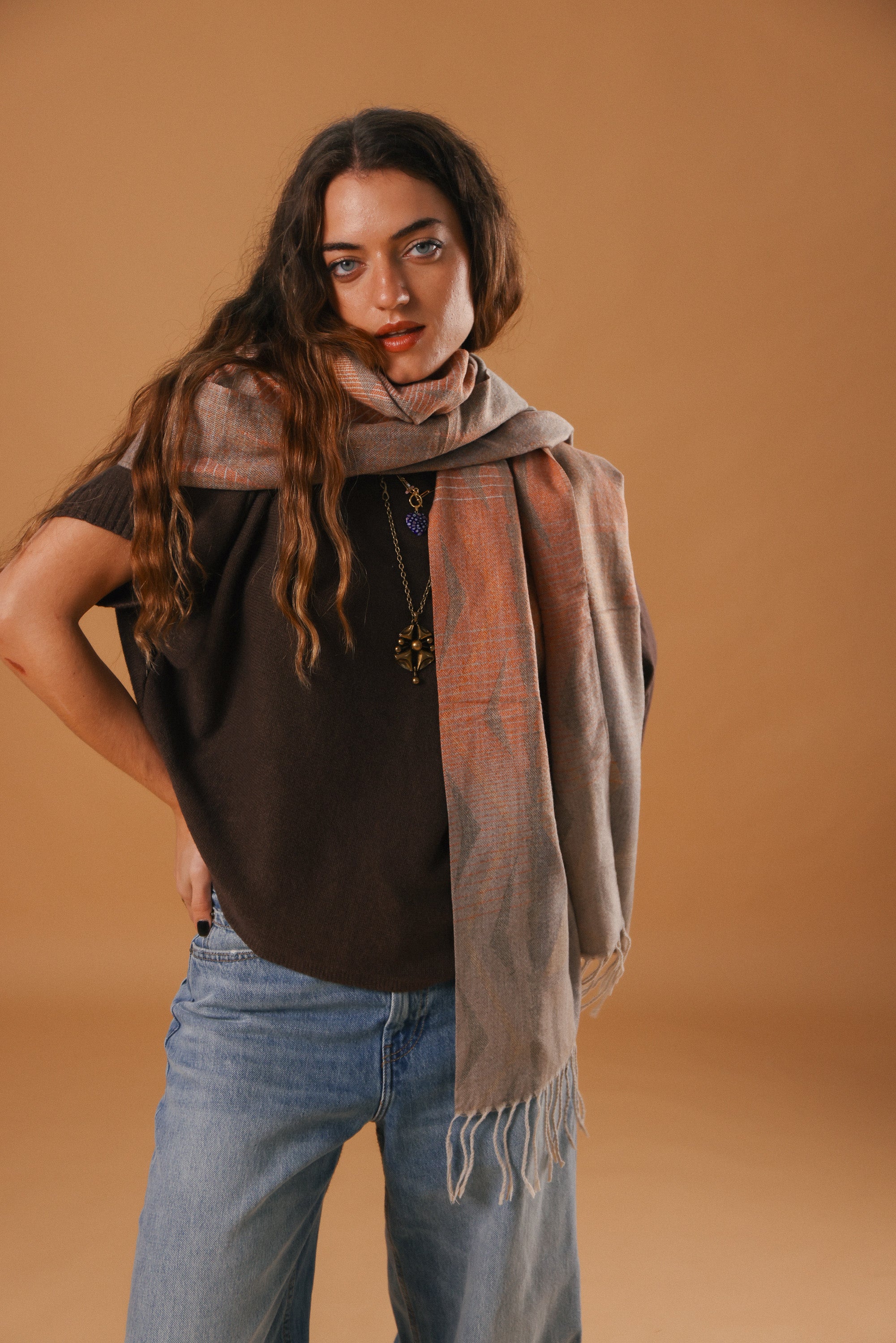 Scarf Auravine Orange Mocha