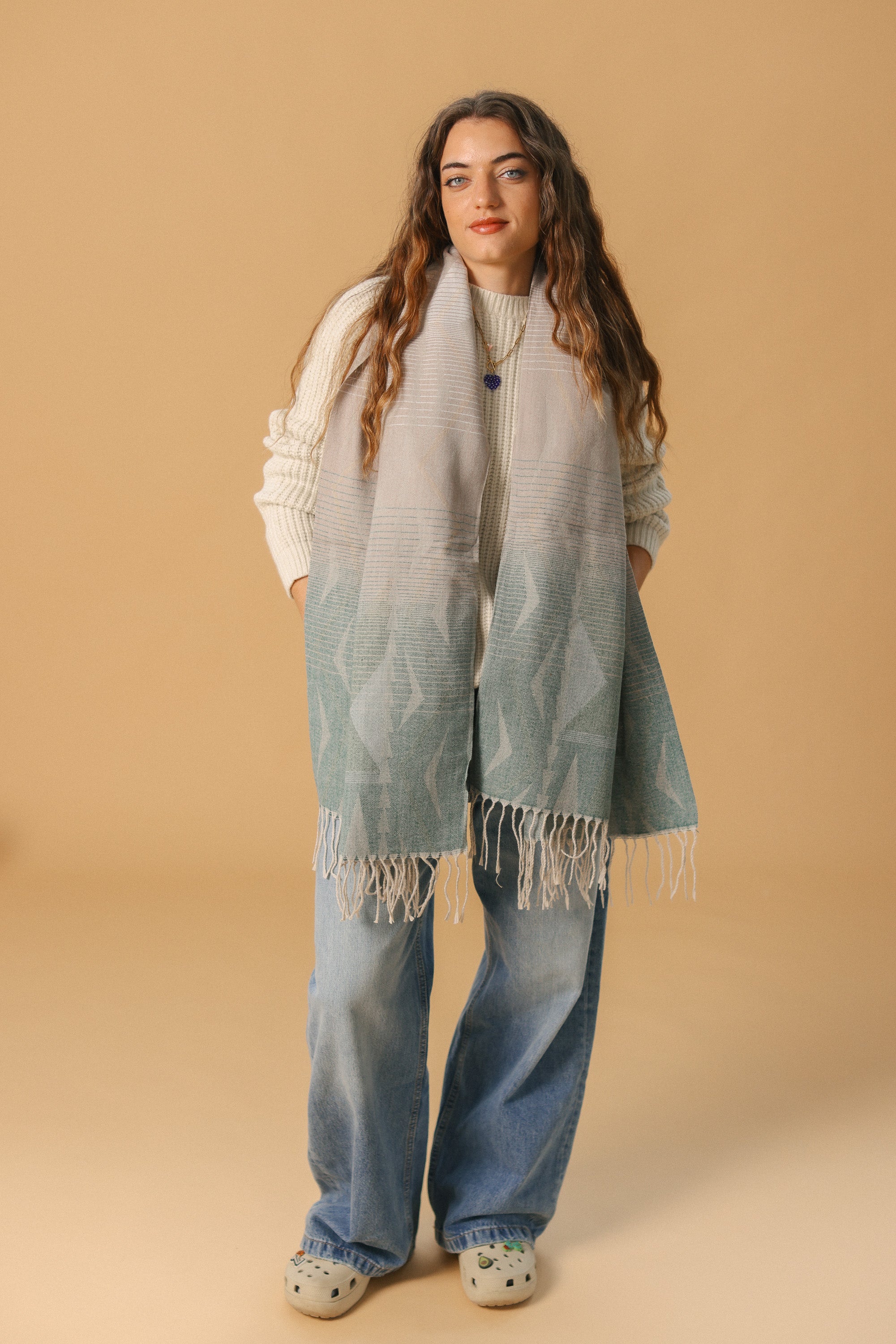 Scarf Auravine Green-Beige