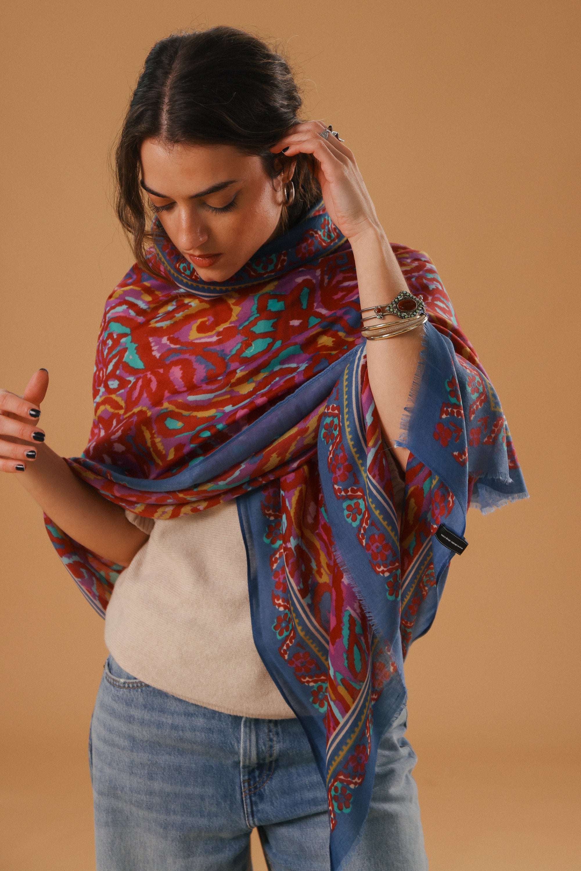 Shawl Kaleido Pink Burgundy