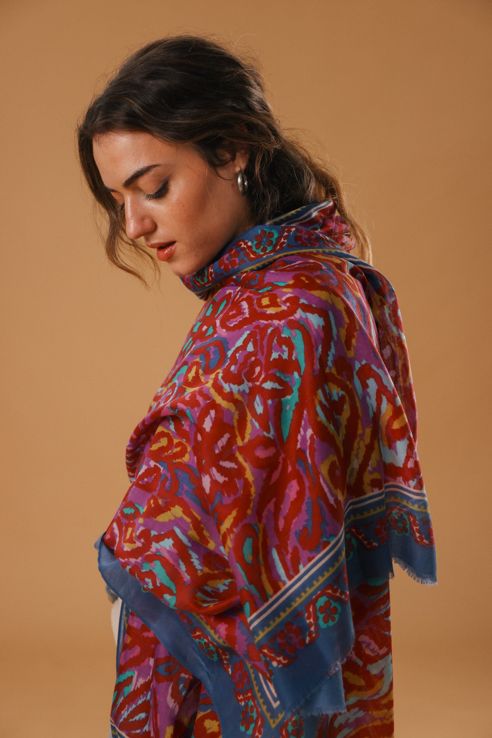 Shawl Kaleido Pink Burgundy