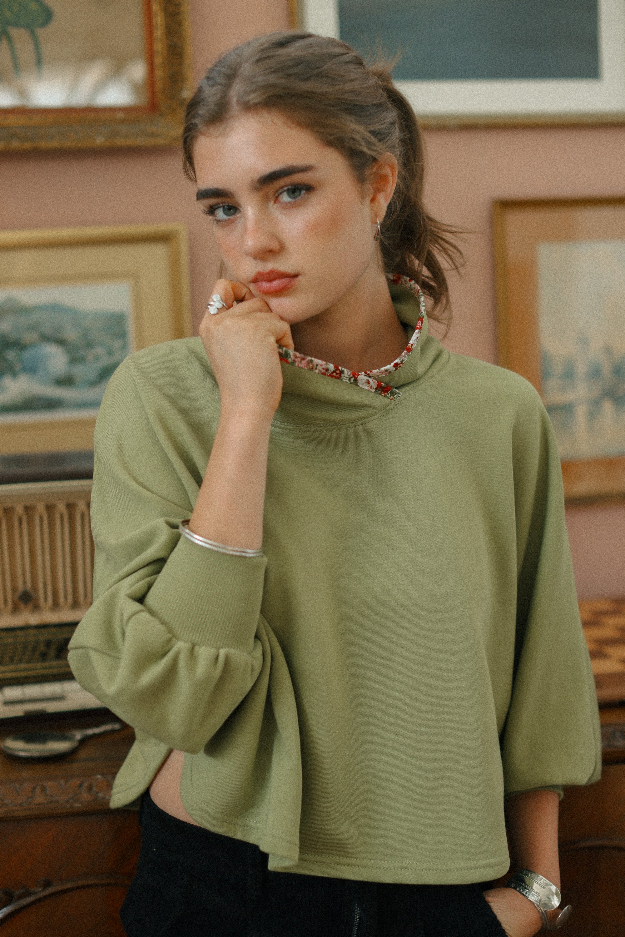 Sweater Poncho Orlena Olive