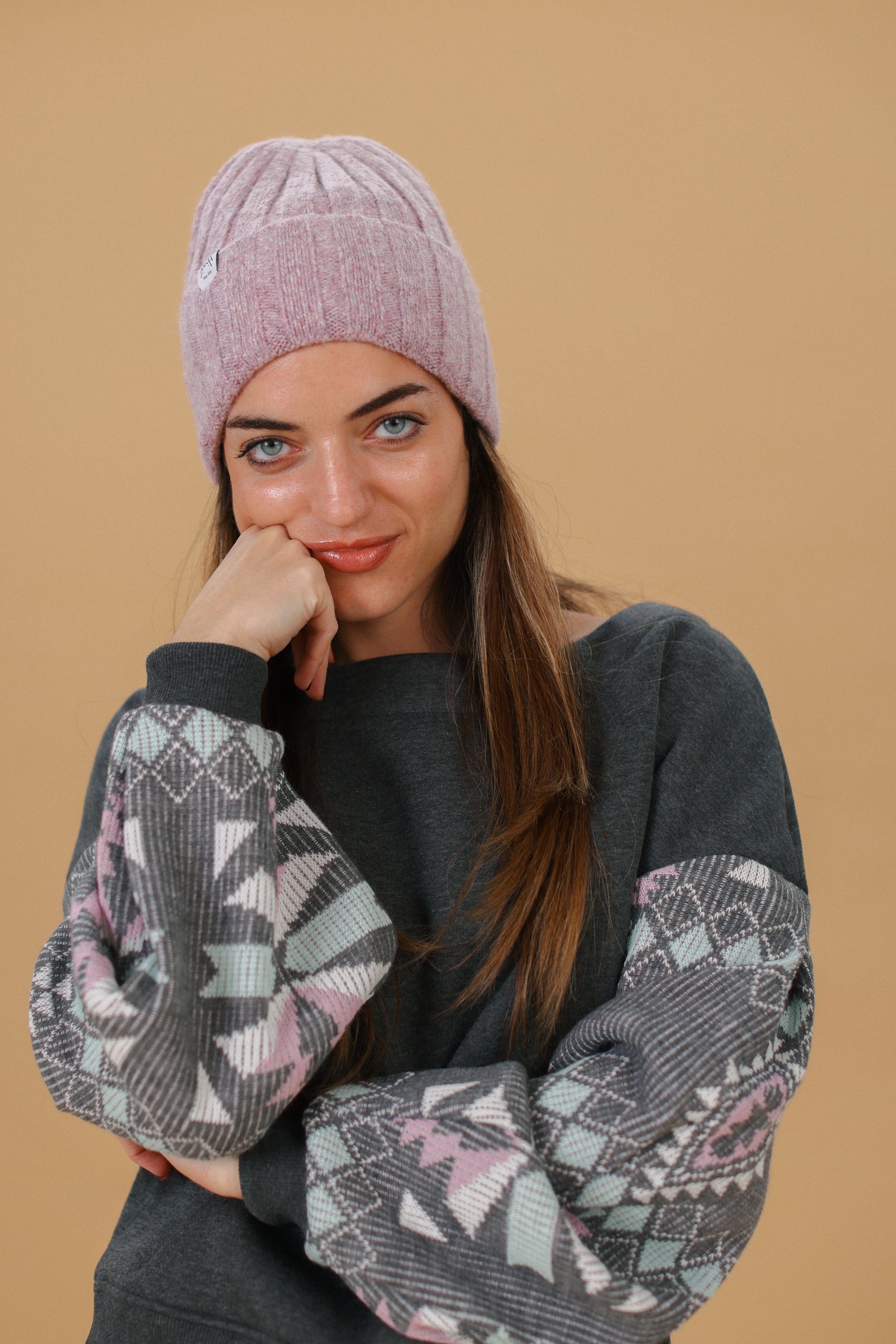 Beanie Cozy Knit Pink