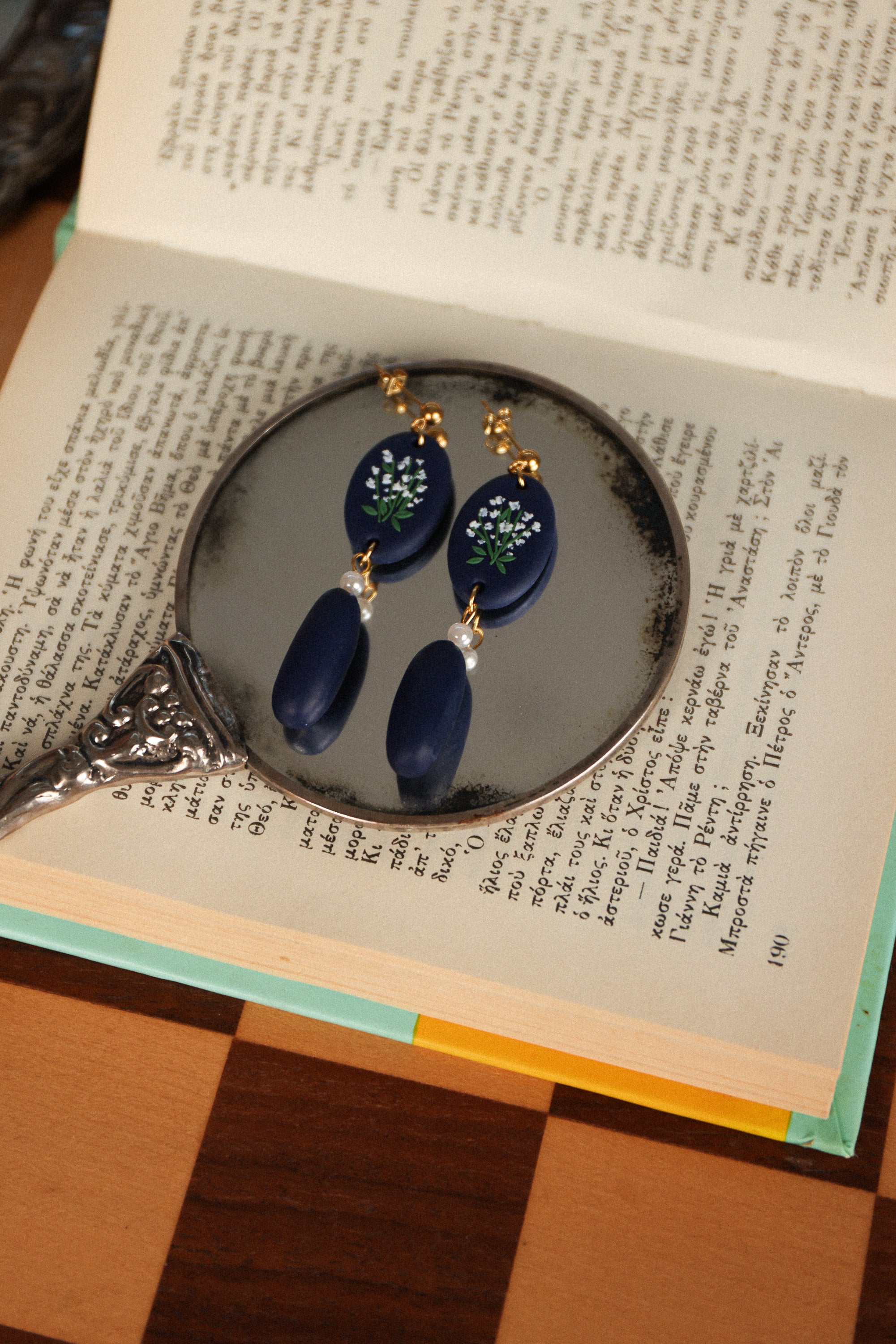 Earrings Botanical Blue Navy