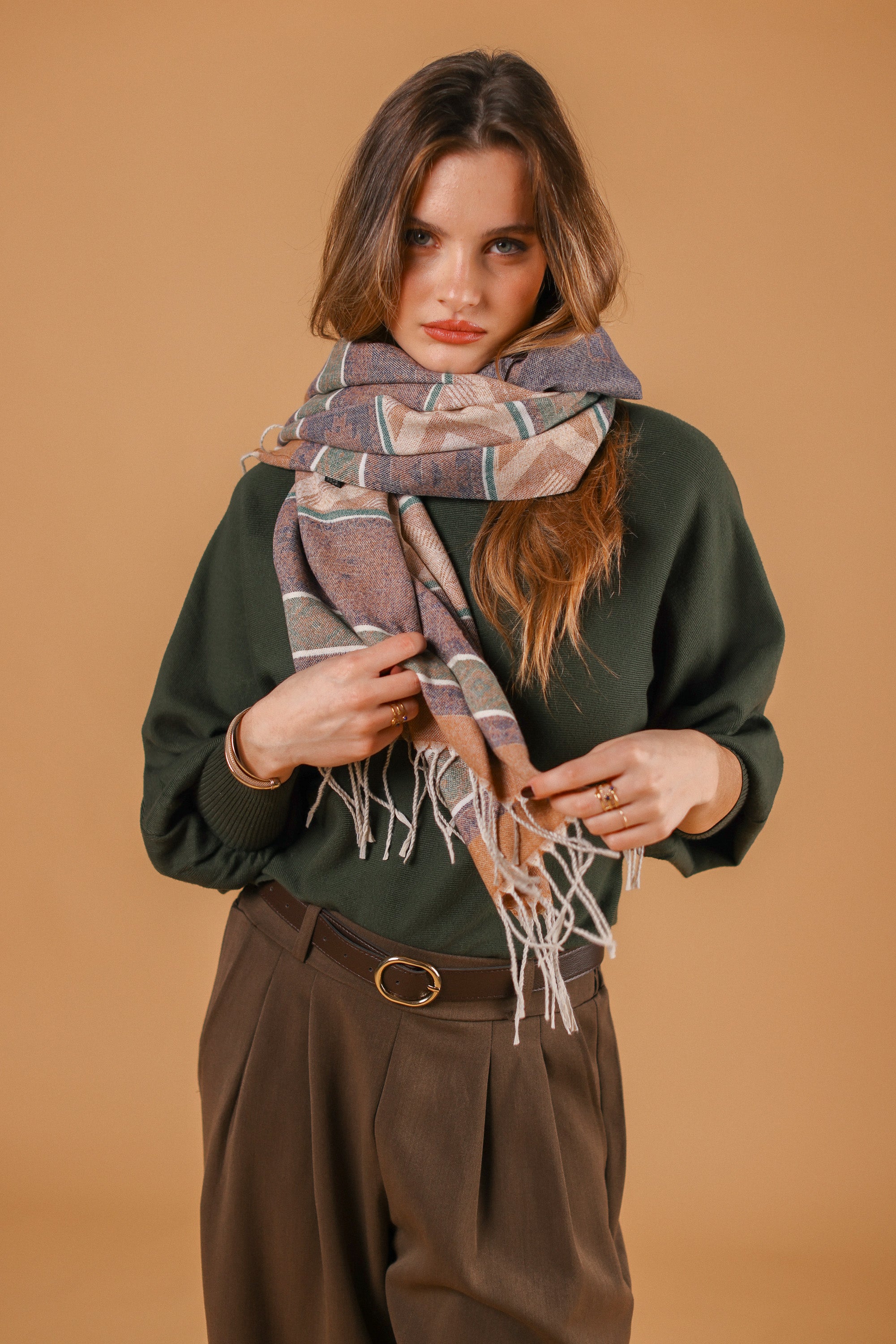 Scarf Zelia Brown Green