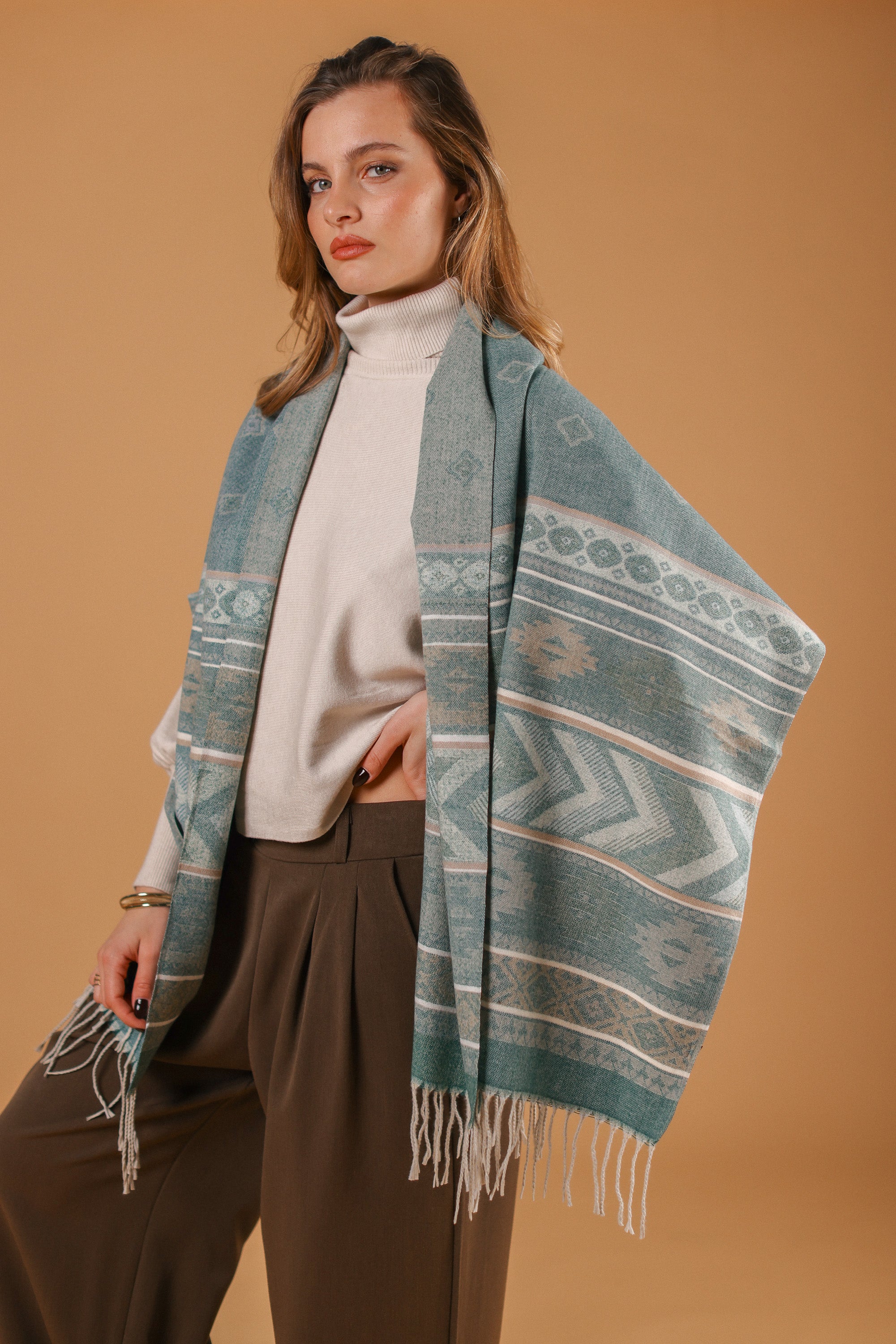 Scarf Zelia Petrol Beige