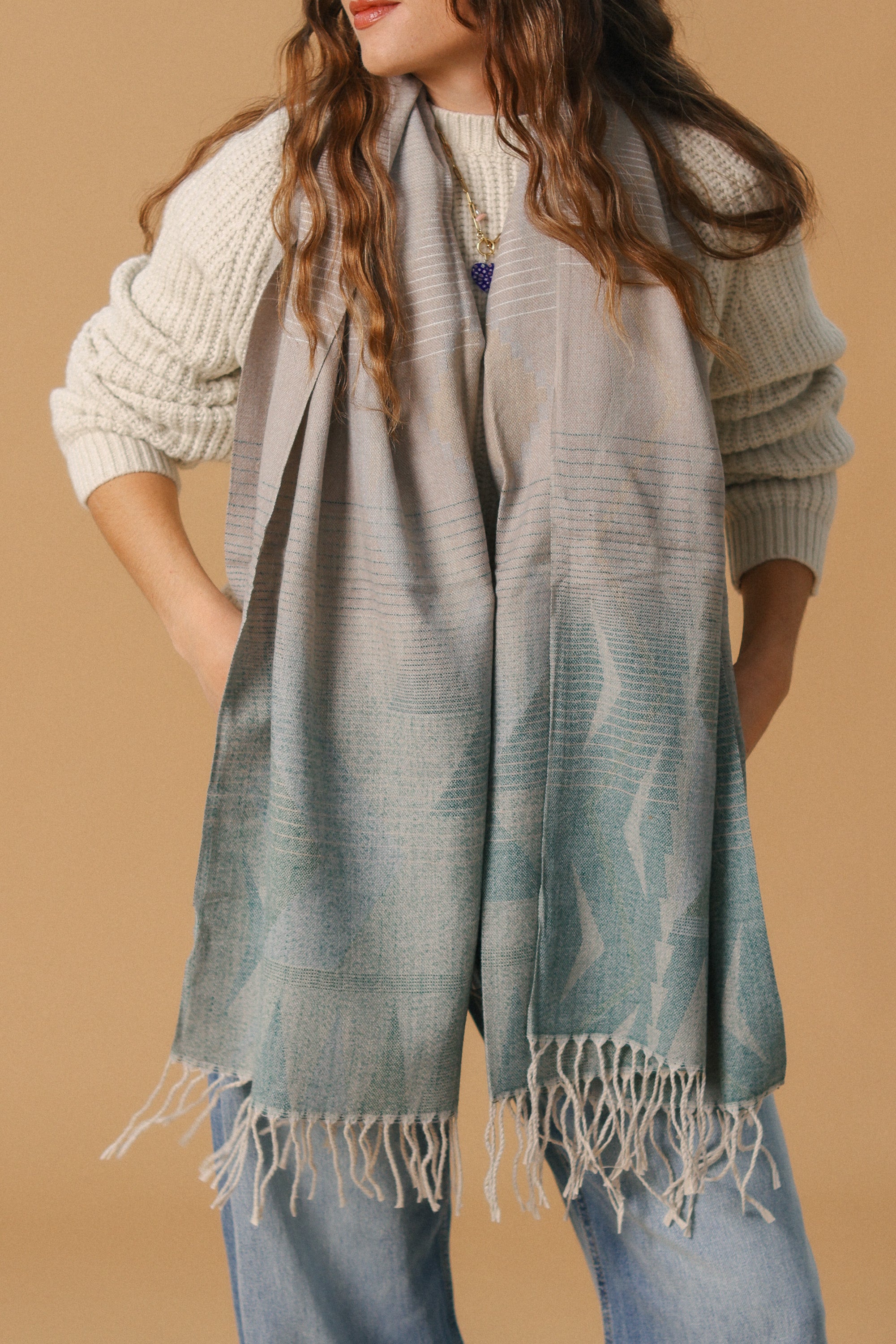 Scarf Auravine Green-Beige