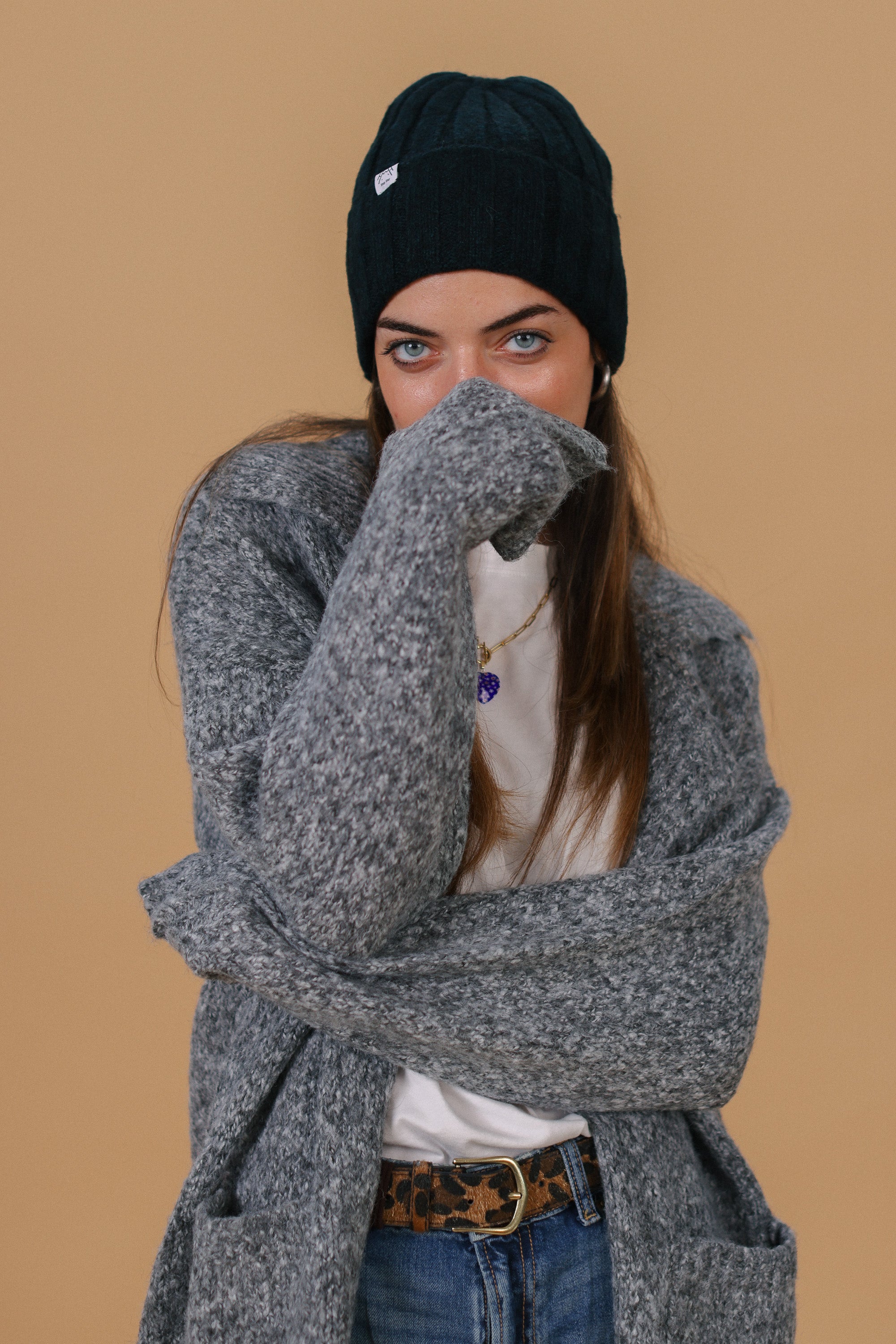 Beanie Cozy Knit Dark Green