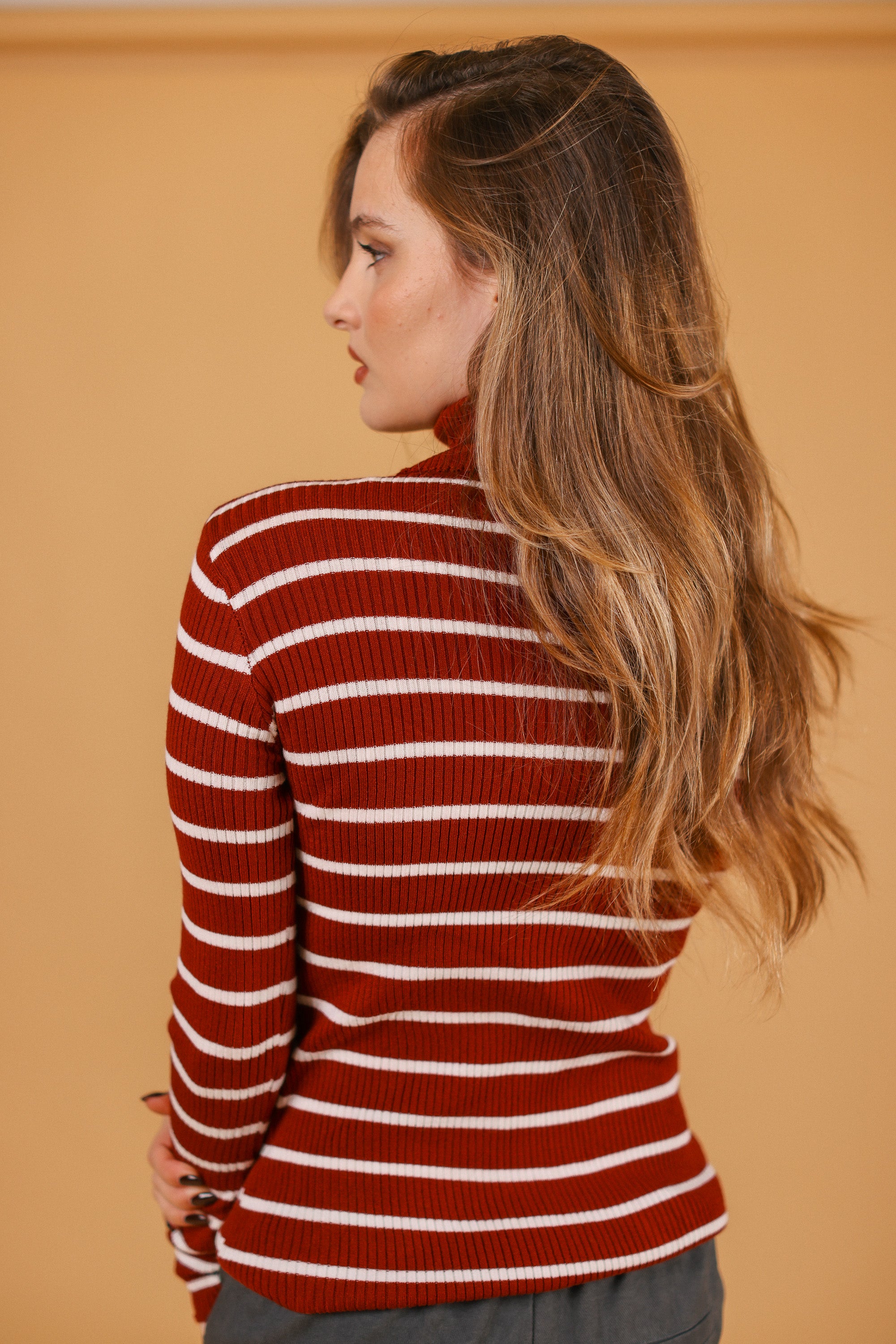 Knit Top Jesap Burgundy Stripes