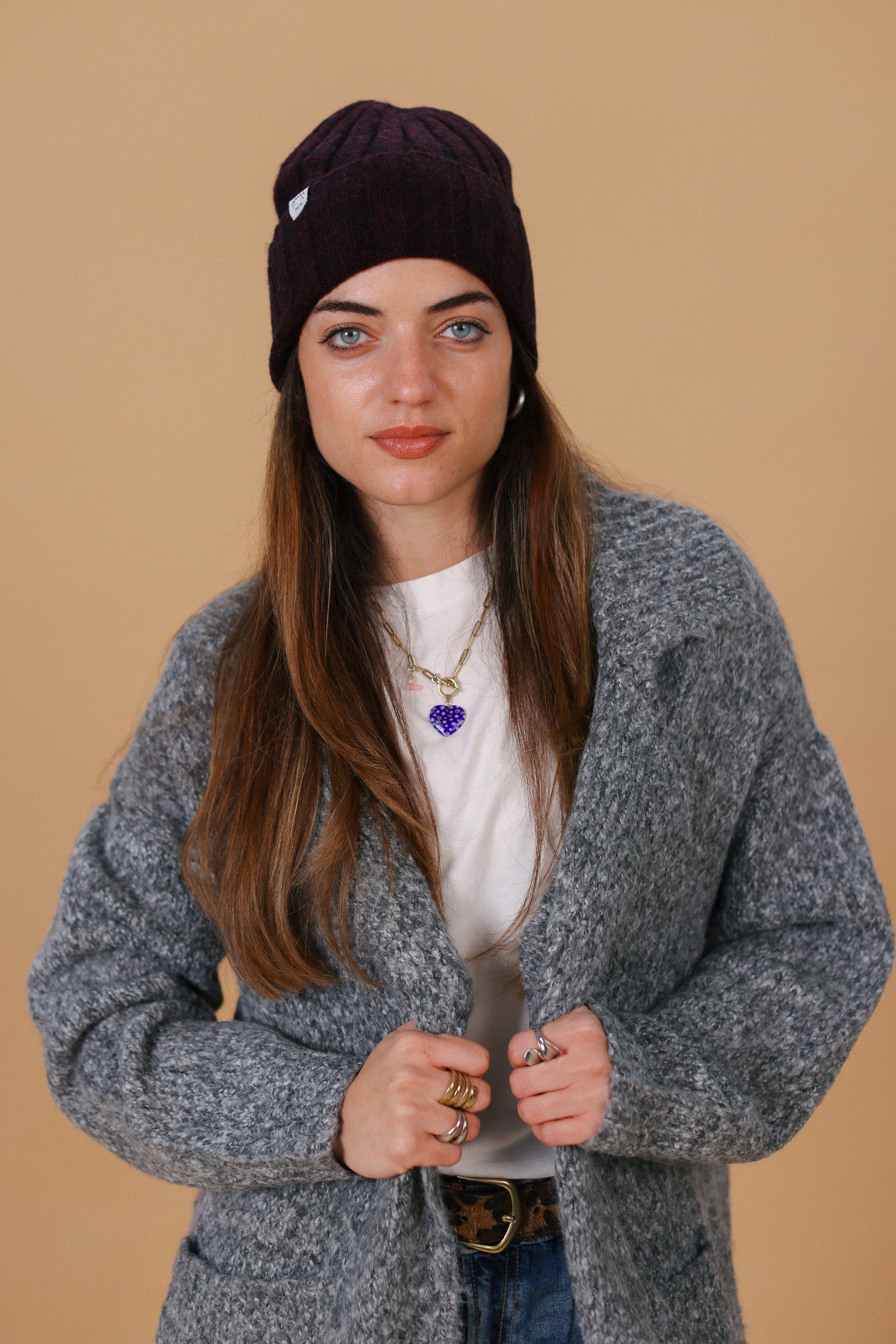 Beanie Cozy Knit Burgundy