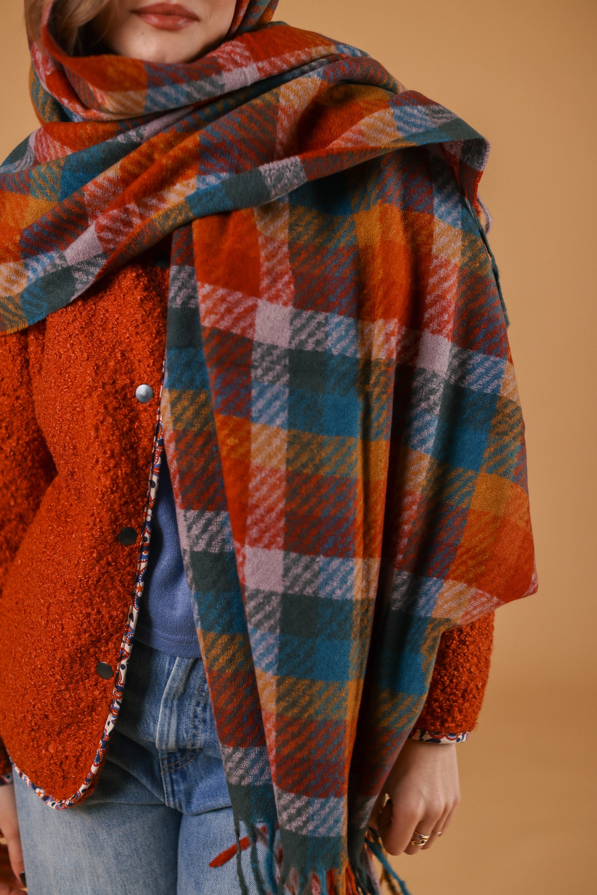 Scarf Callen Red Turqoise