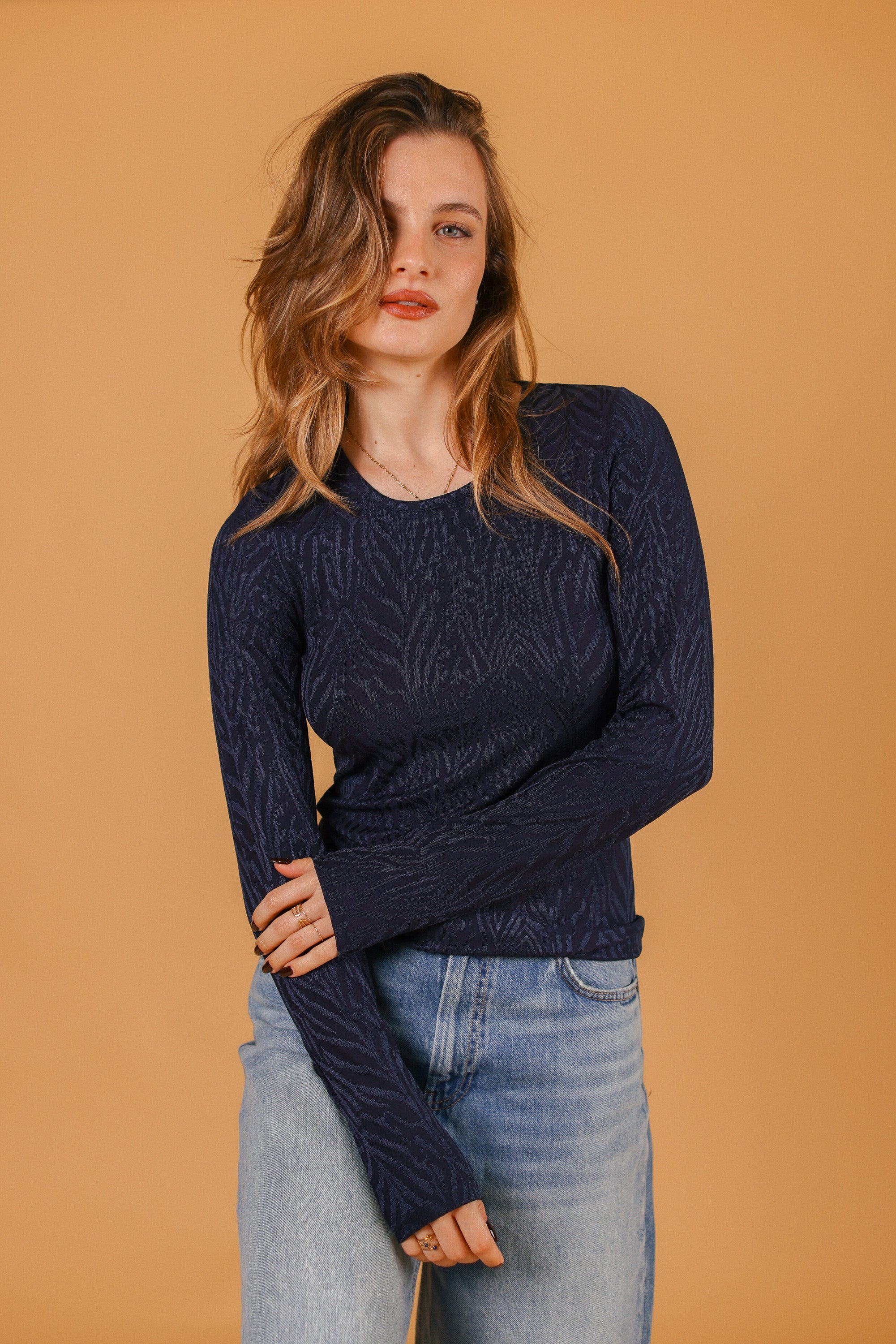 Top Marlena Navy Zebra