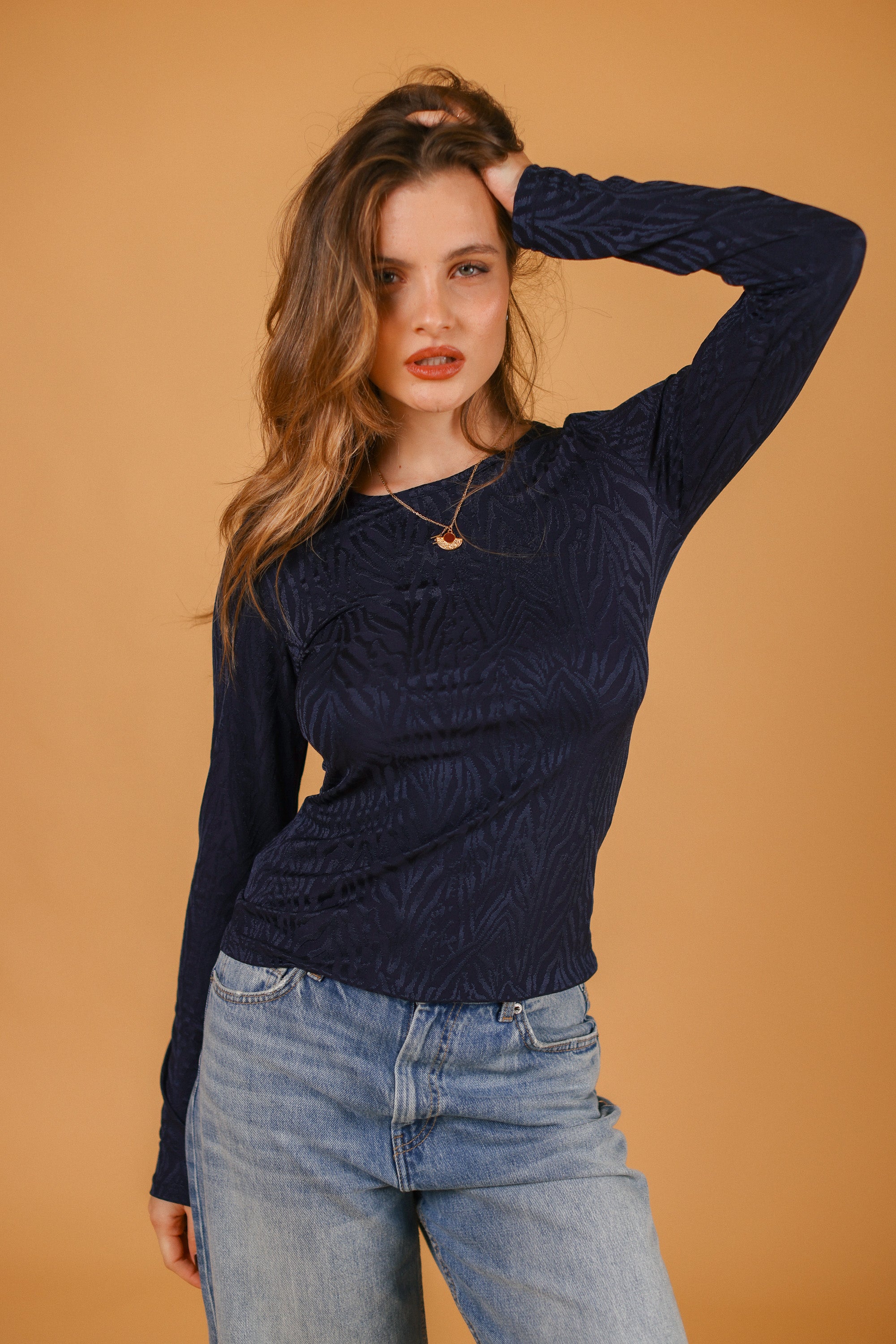 Top Marlena Navy Zebra