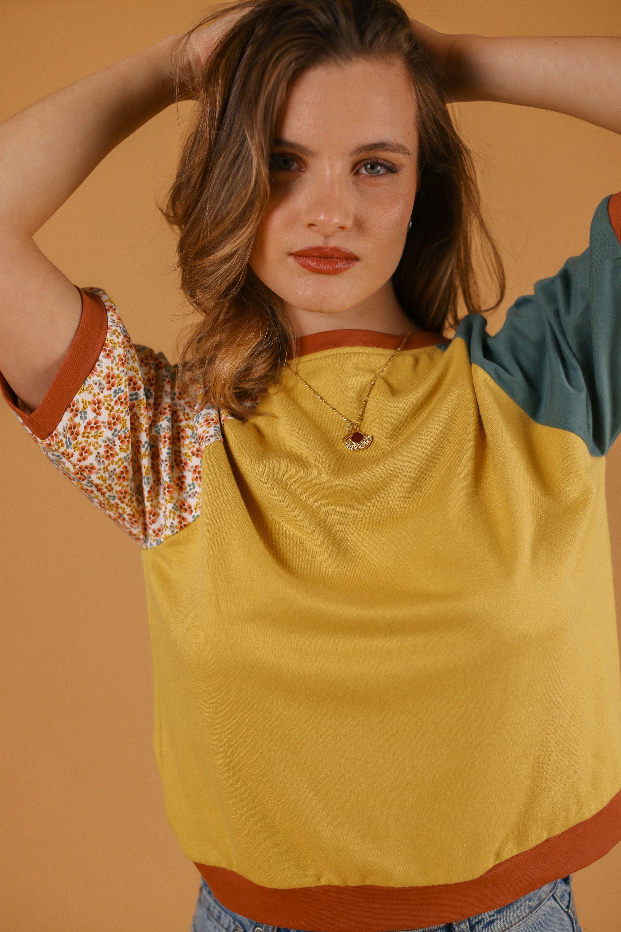 Top Emory Mustard Floral