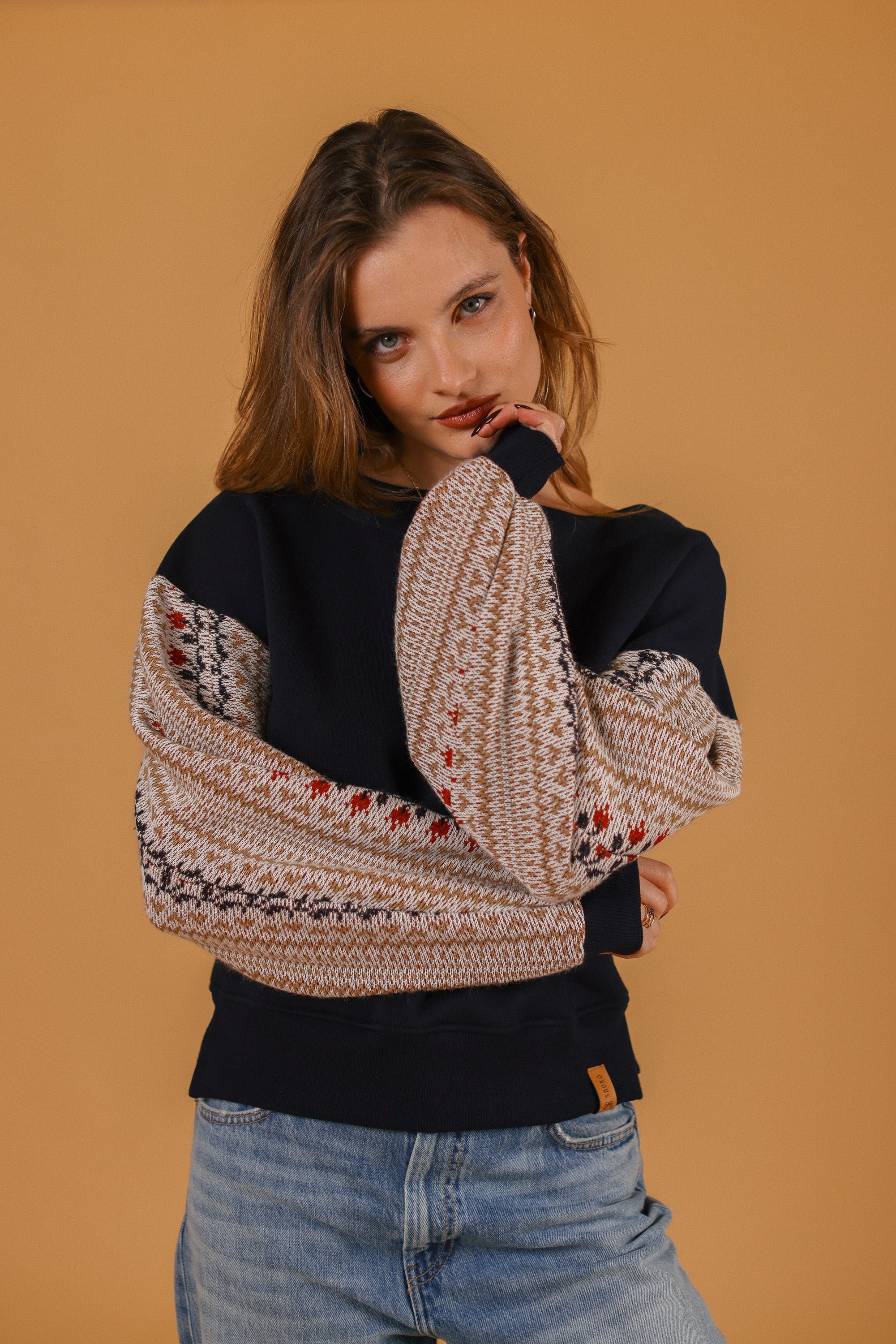 Sweater Caelia blue folk