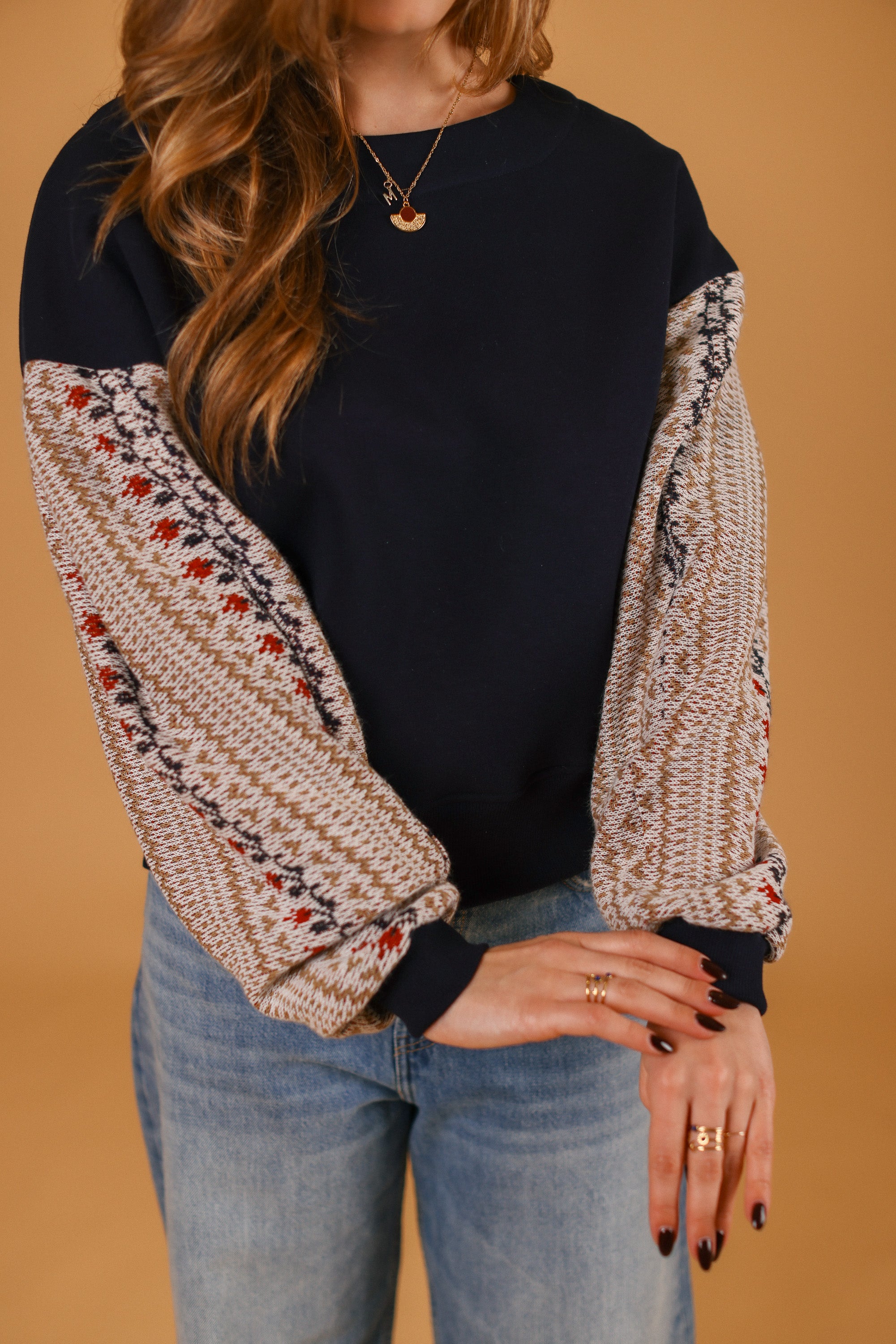 Sweater Caelia blue folk