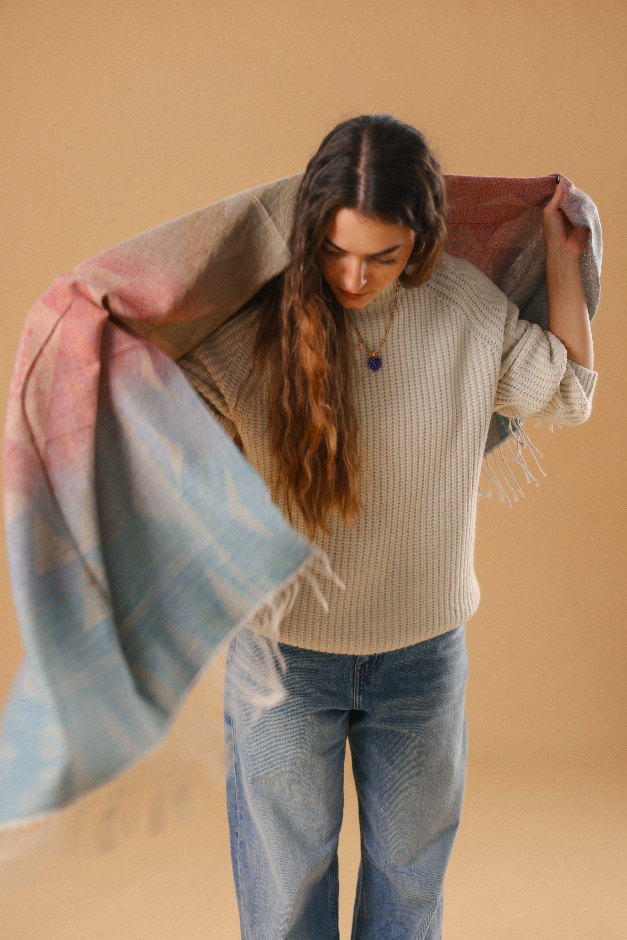 Scarf Auravine Petrol Red