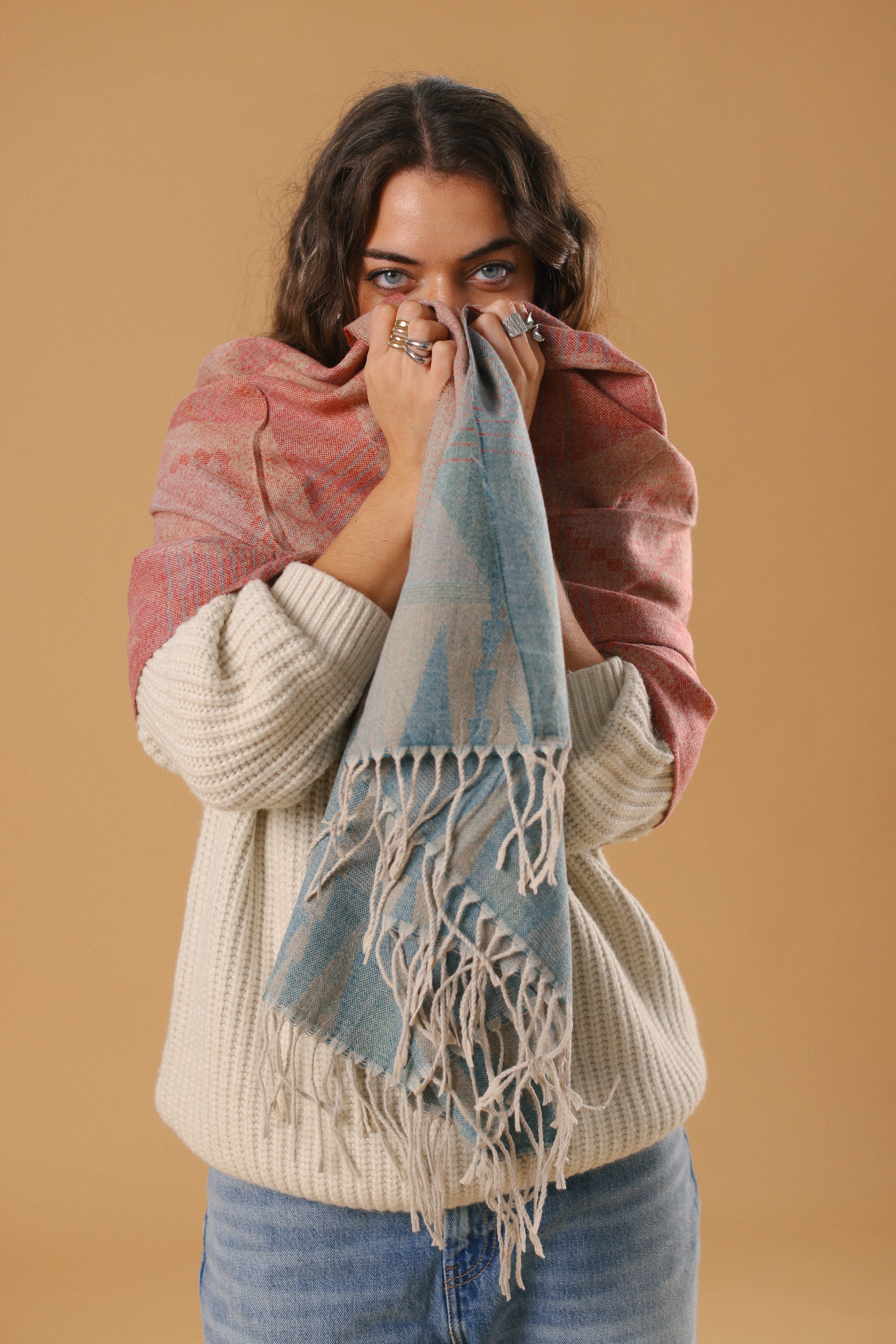 Scarf Auravine Petrol Red