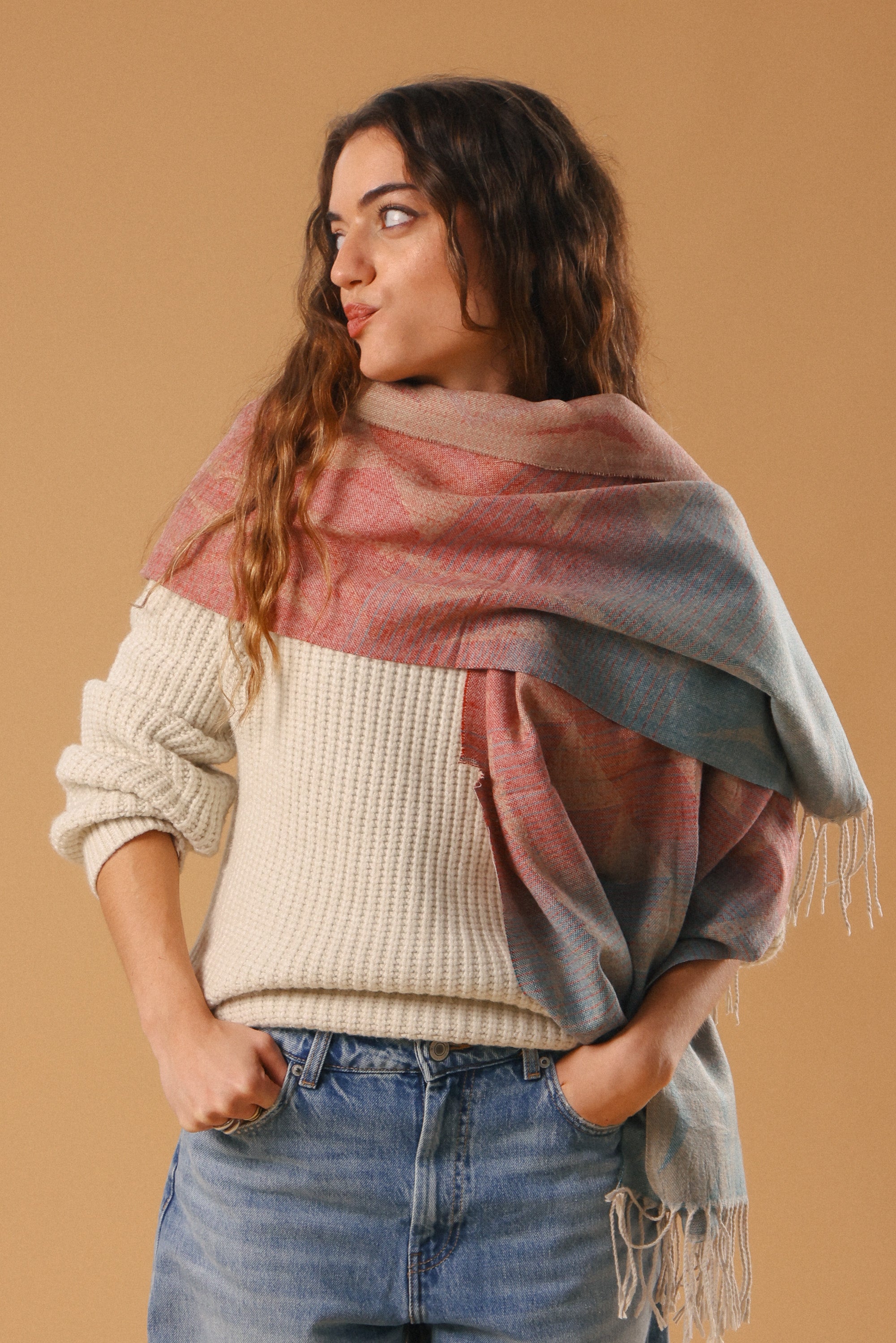 Scarf Auravine Petrol Red