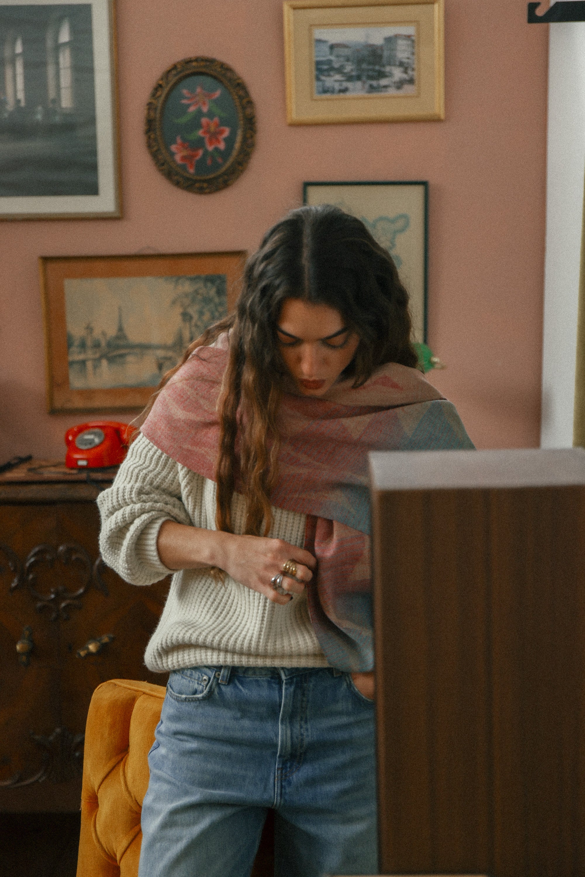 Scarf Auravine Petrol Red