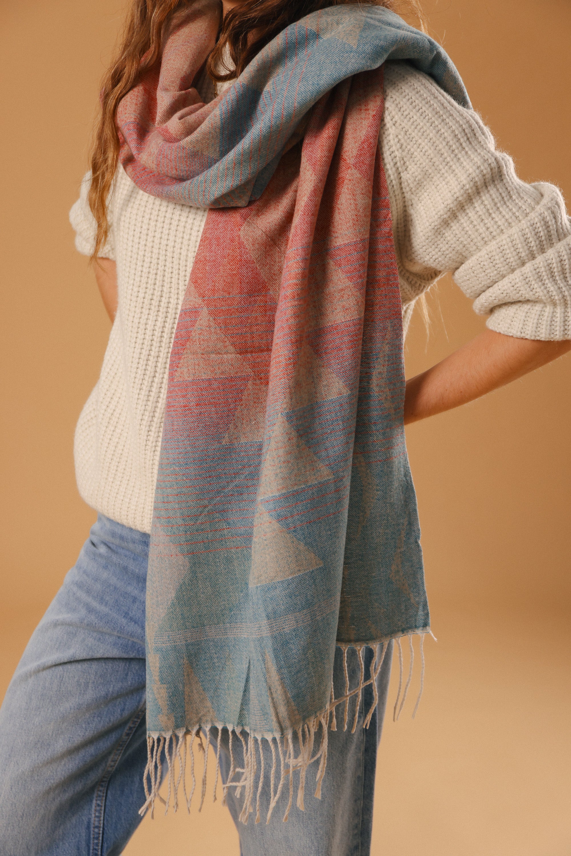 Scarf Auravine Petrol Red