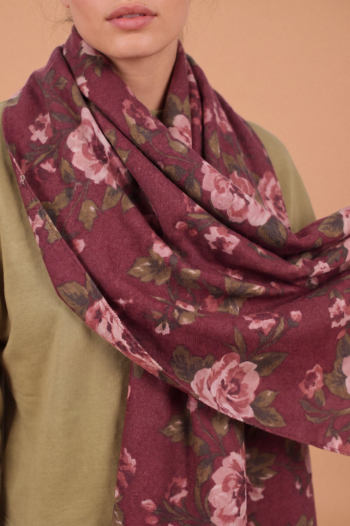 Scarf Lucy Mauve Flowers