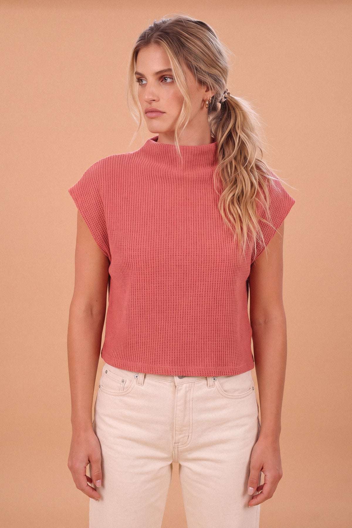 Top Ingrid Dusty Pink Waffle
