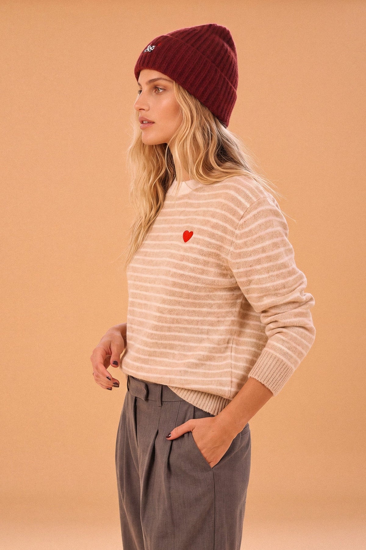Knit Sweater Woldo Beige Stripes