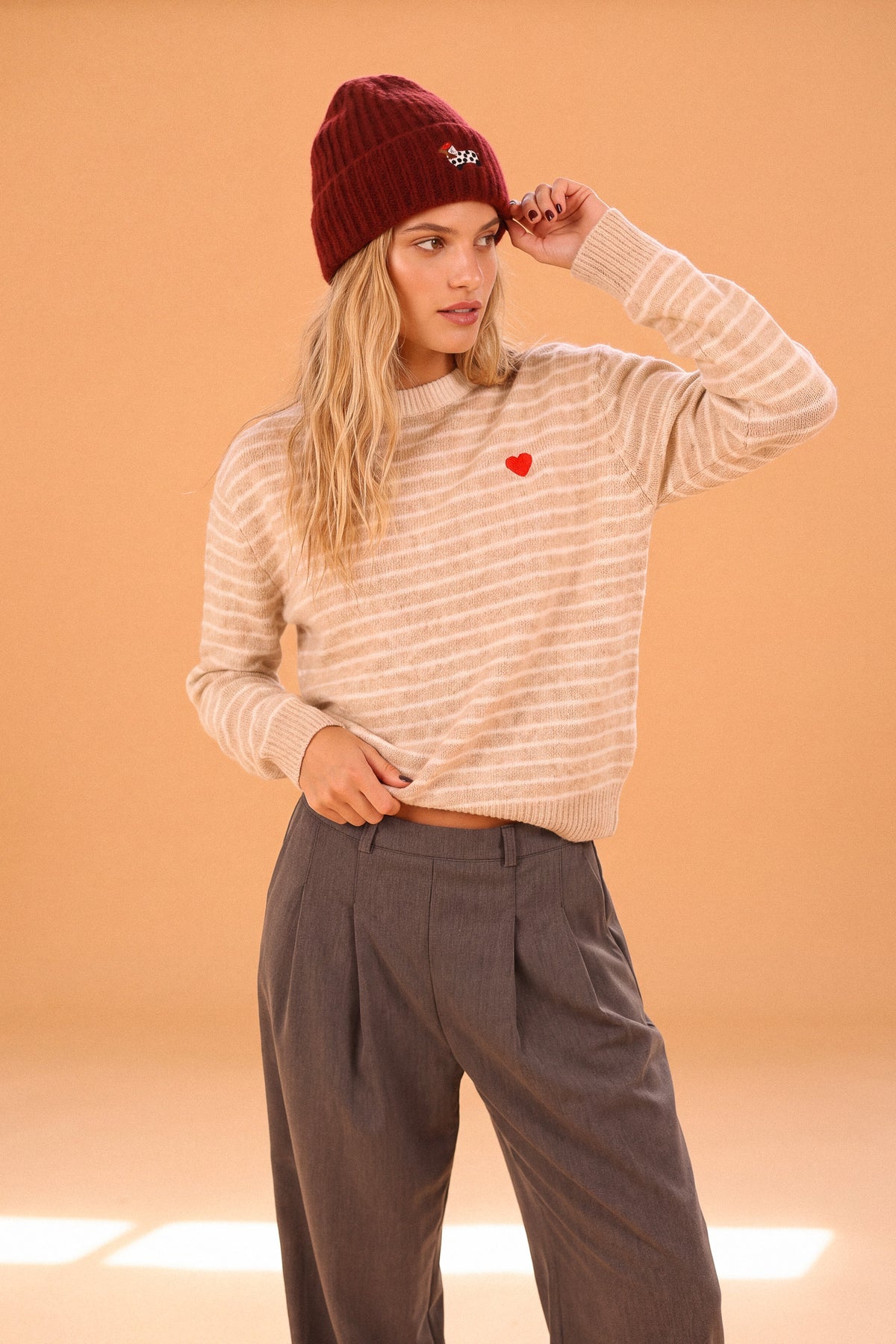 Knit Sweater Woldo Beige Stripes