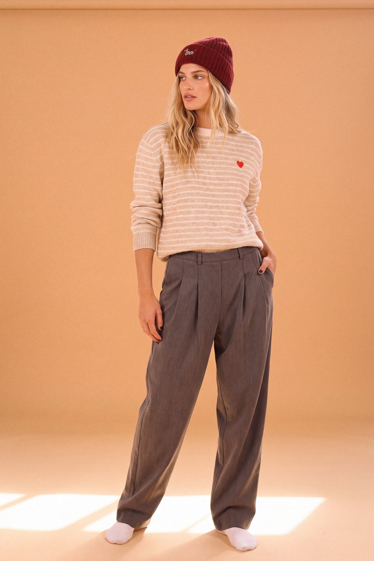 Knit Sweater Woldo Beige Stripes