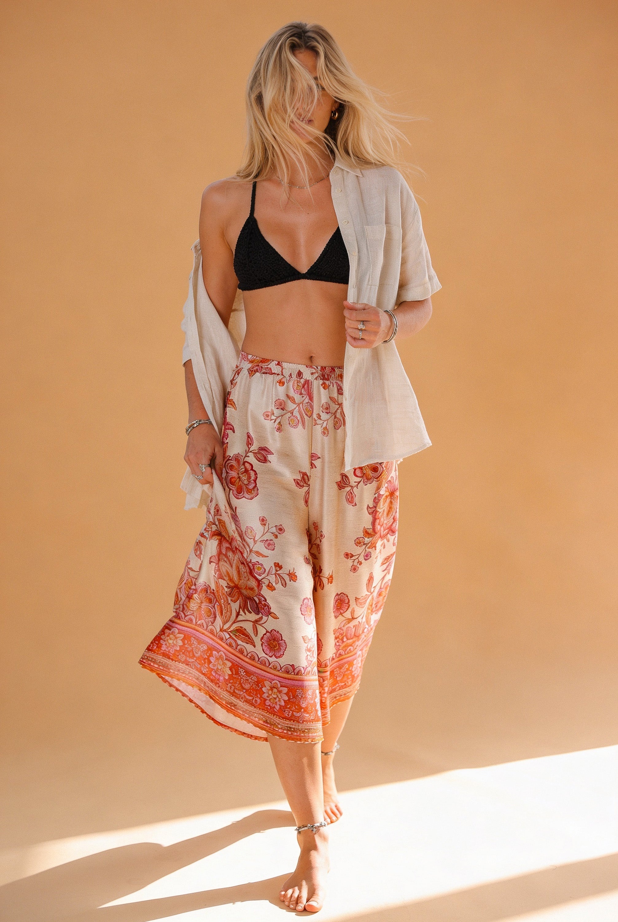 Jupe Culotte Jessie Rouge Flowers