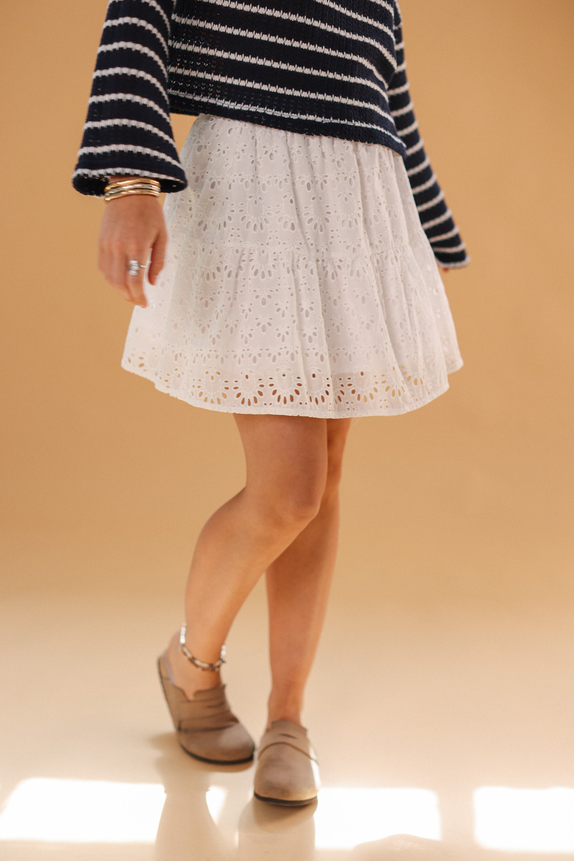 Skirt Joryn White Embroidered