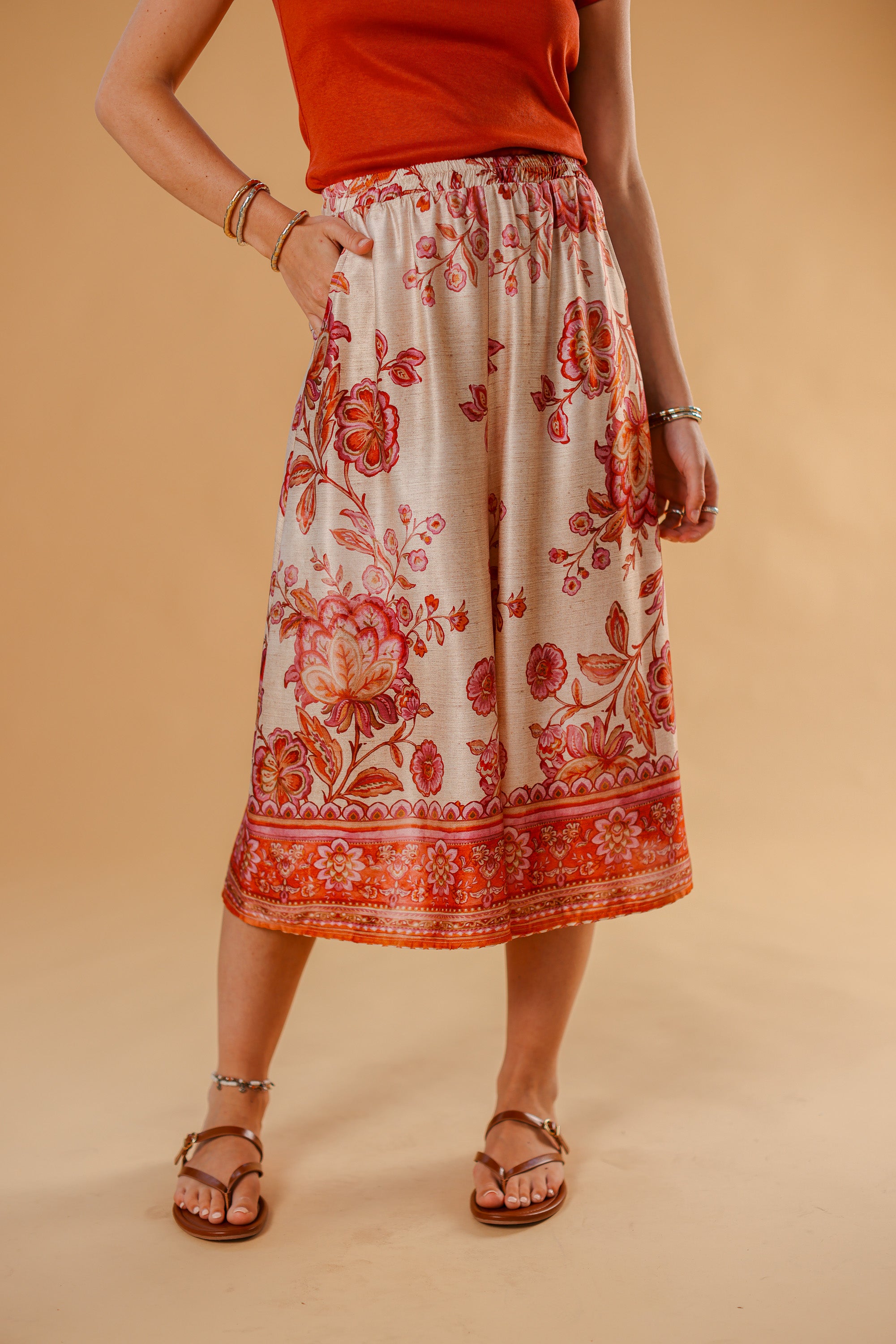 Jupe Culotte Jessie Rouge Flowers