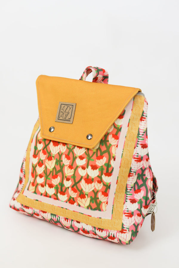 Backpack Nephele Poppies Yellow