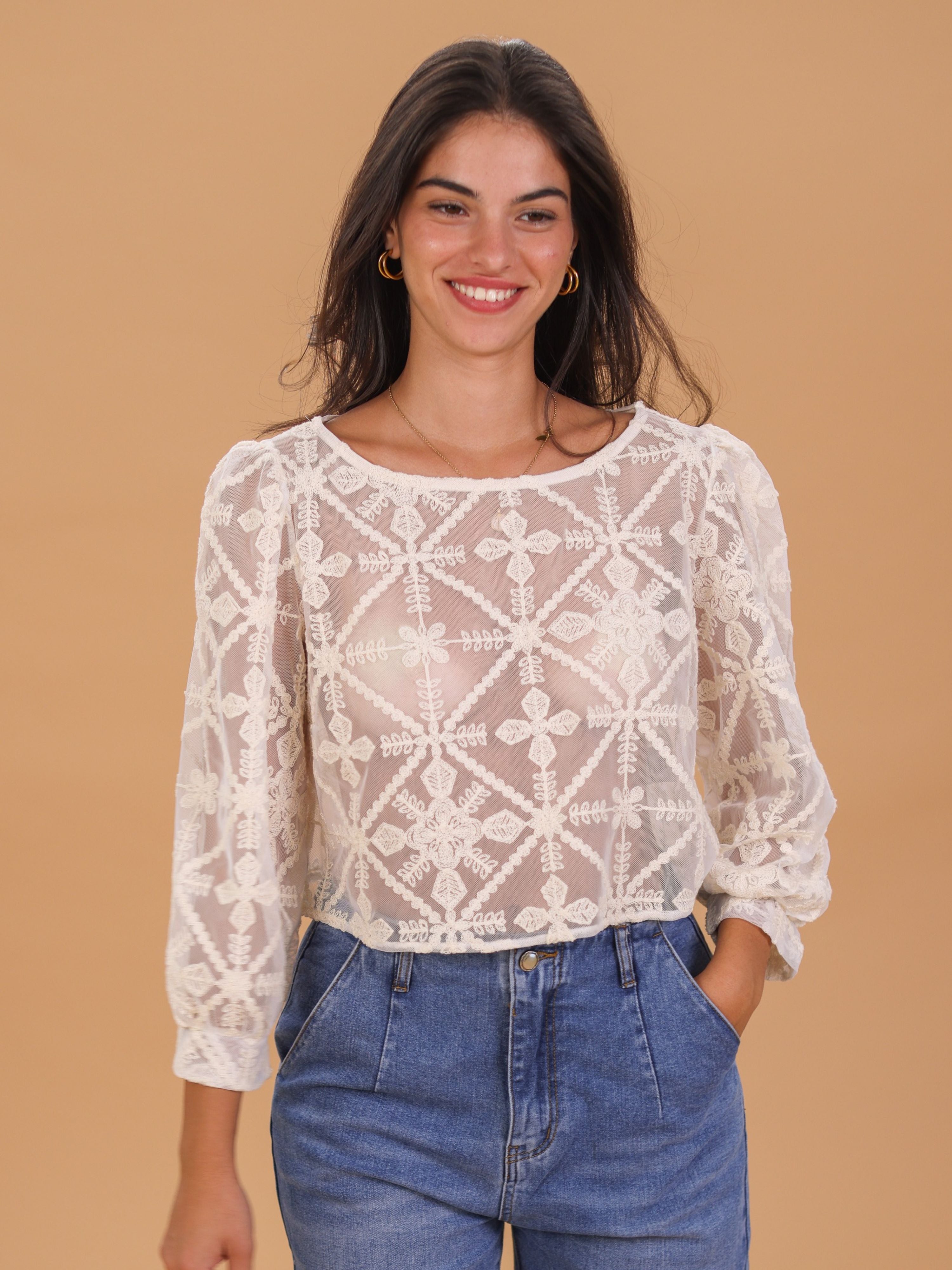 Top Idalia Creme Spitze