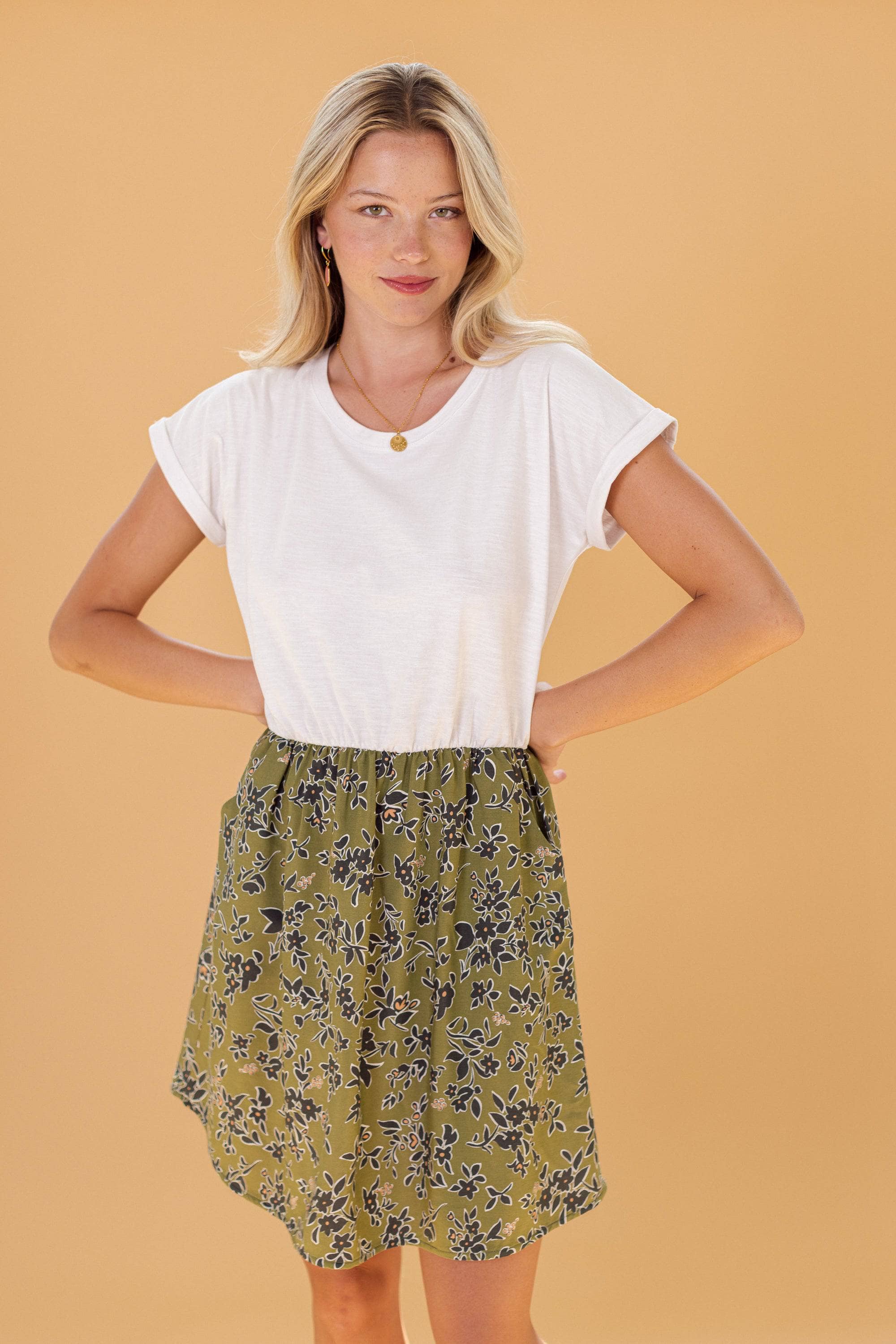 White and khaki dress sales
