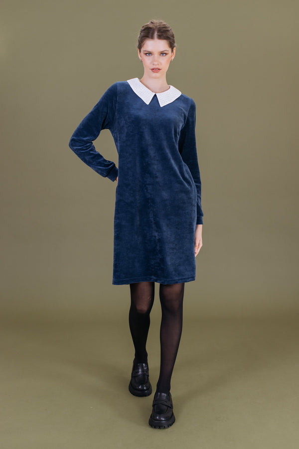 Dress Clara Blue Velvet