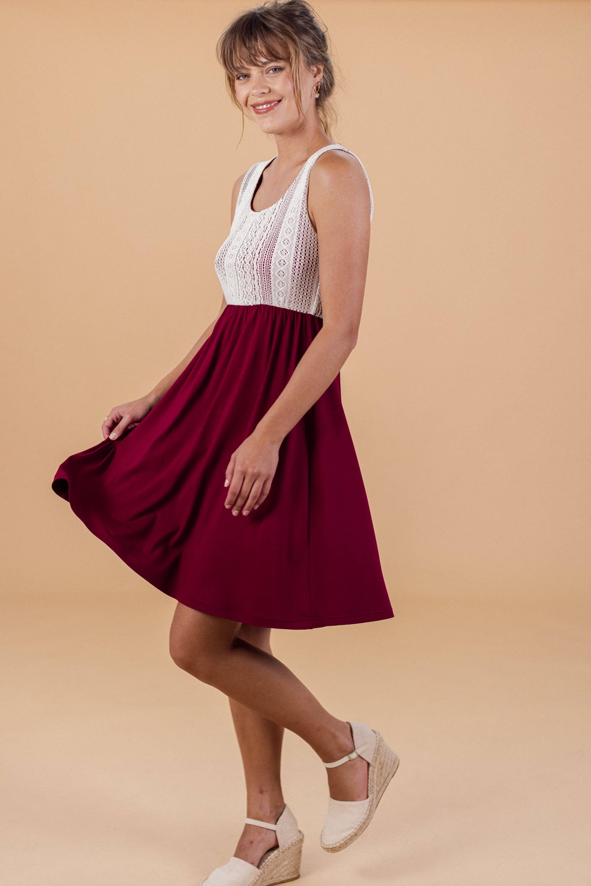 Wine coloured orders midi dress