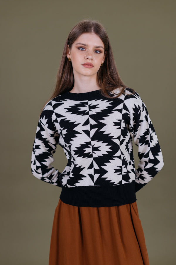 Knit Sweater Aztec Mirror One size (S-M) / Black