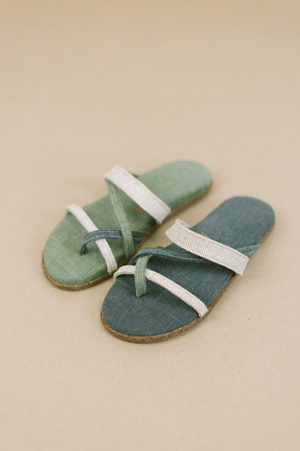 Sandals Santorini Grey & Olive Green