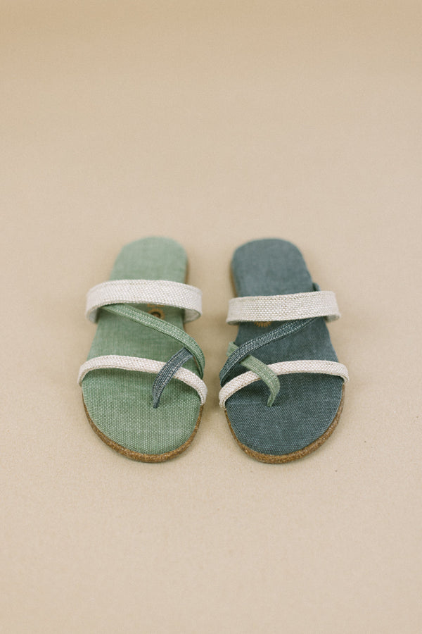 Sandals Santorini Grey & Olive Green