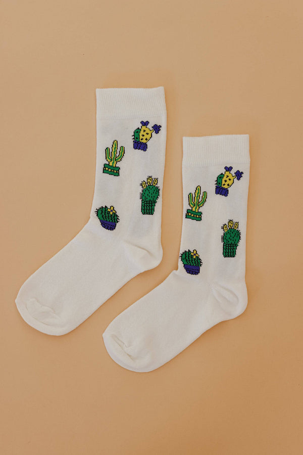 Socks Cactus White White