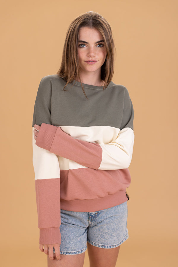 Sweater Mia Khaki Creme Pink
