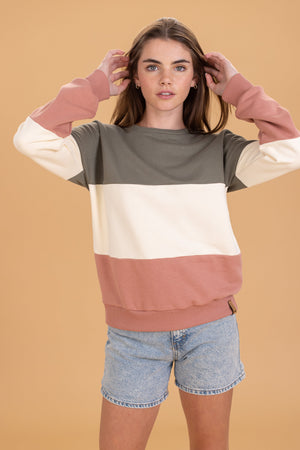 Sweater Mia Khaki Creme Pink