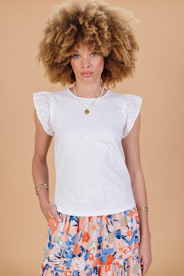 Top Arabella White Embroidered