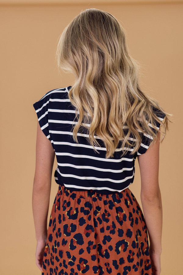 Top Aria Dark Blue Stripes