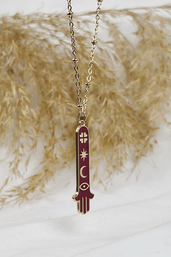 Necklace Hamsa Red Gold