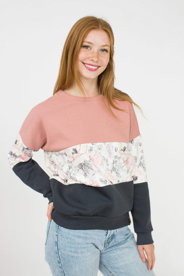 Sweater Mia Rose Floral Grey