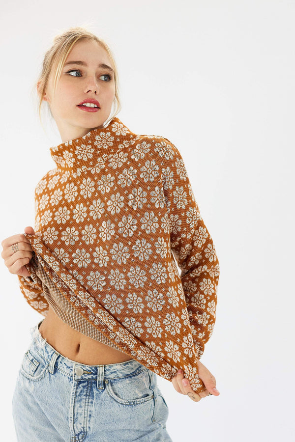 Sweater Zoey Knit Orange Brown