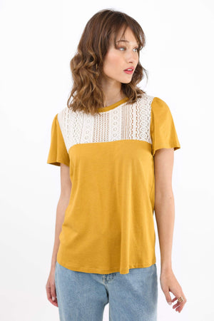 Top Chérie in Mustard Lace